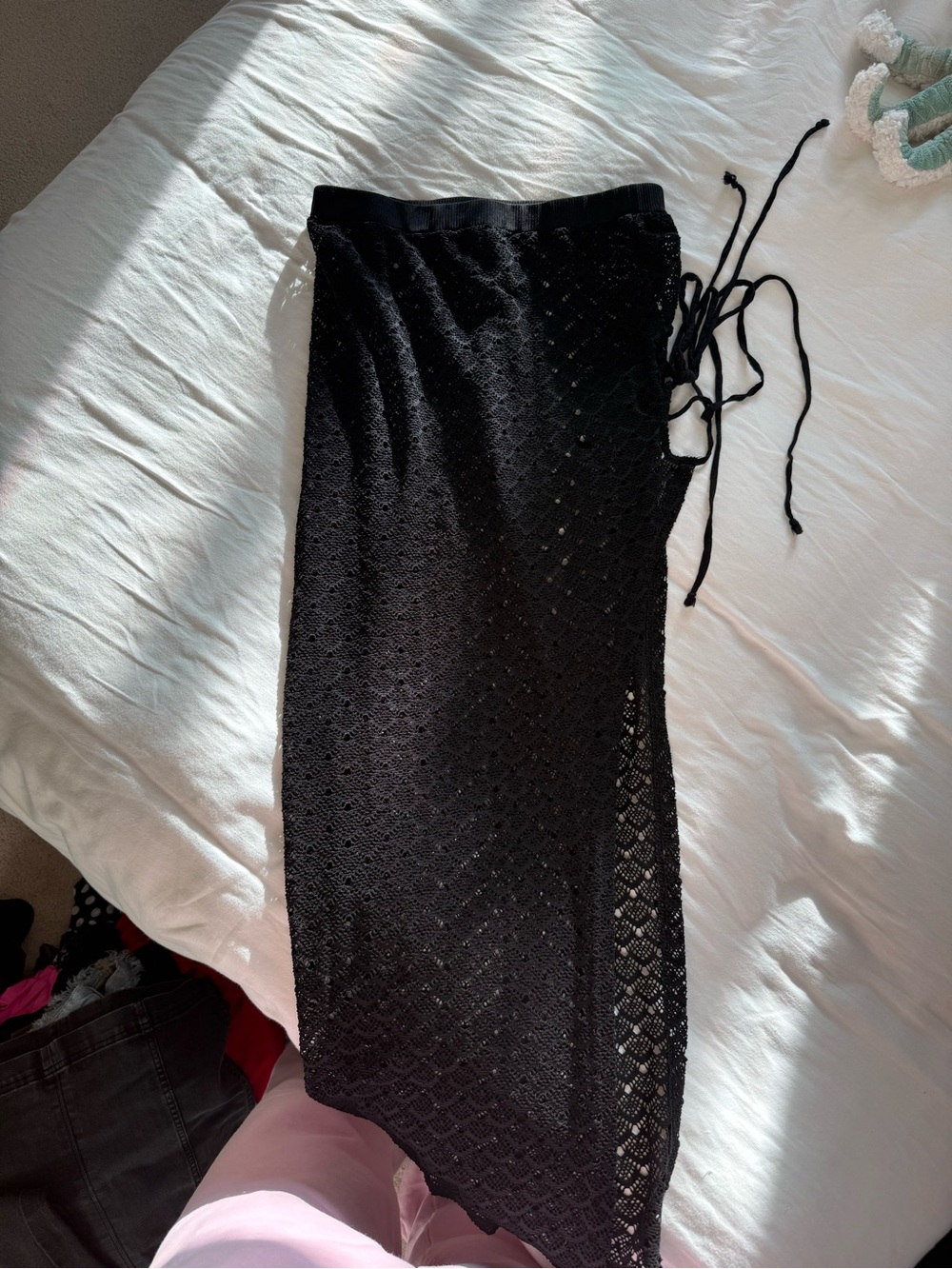 Black Crochet Knit Beach Cover-Up Skirt